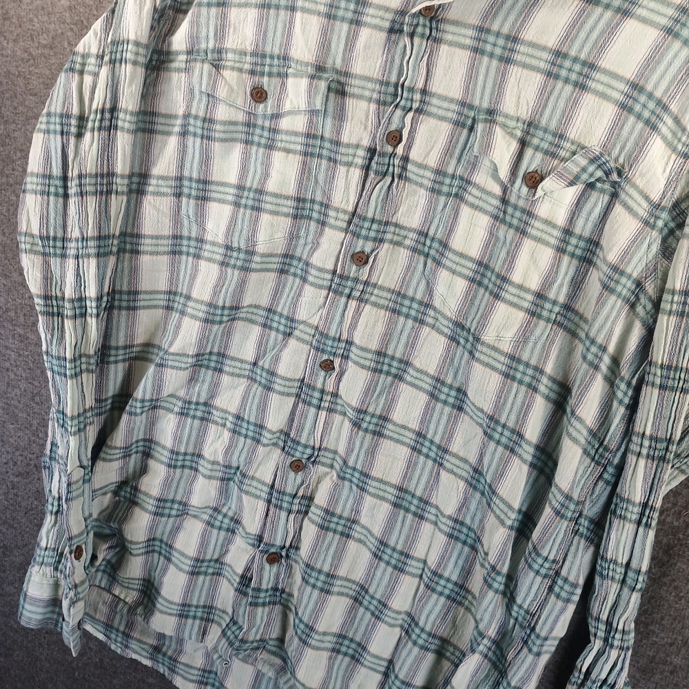 Patagonia Long Sleeved Flannel Men L Plaid Organic Cotton Greens And Blues - Picture 3 of 11